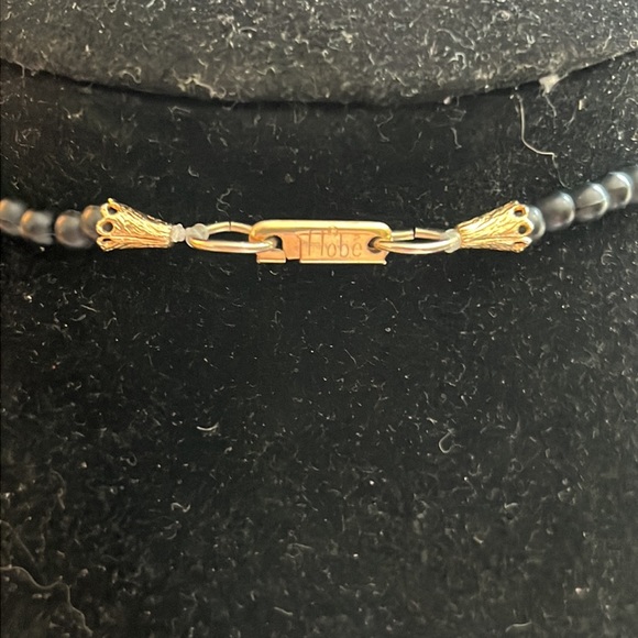 Wood and inlay shell and stone necklace. Clasp signed Hobe. - Picture 3 of 3